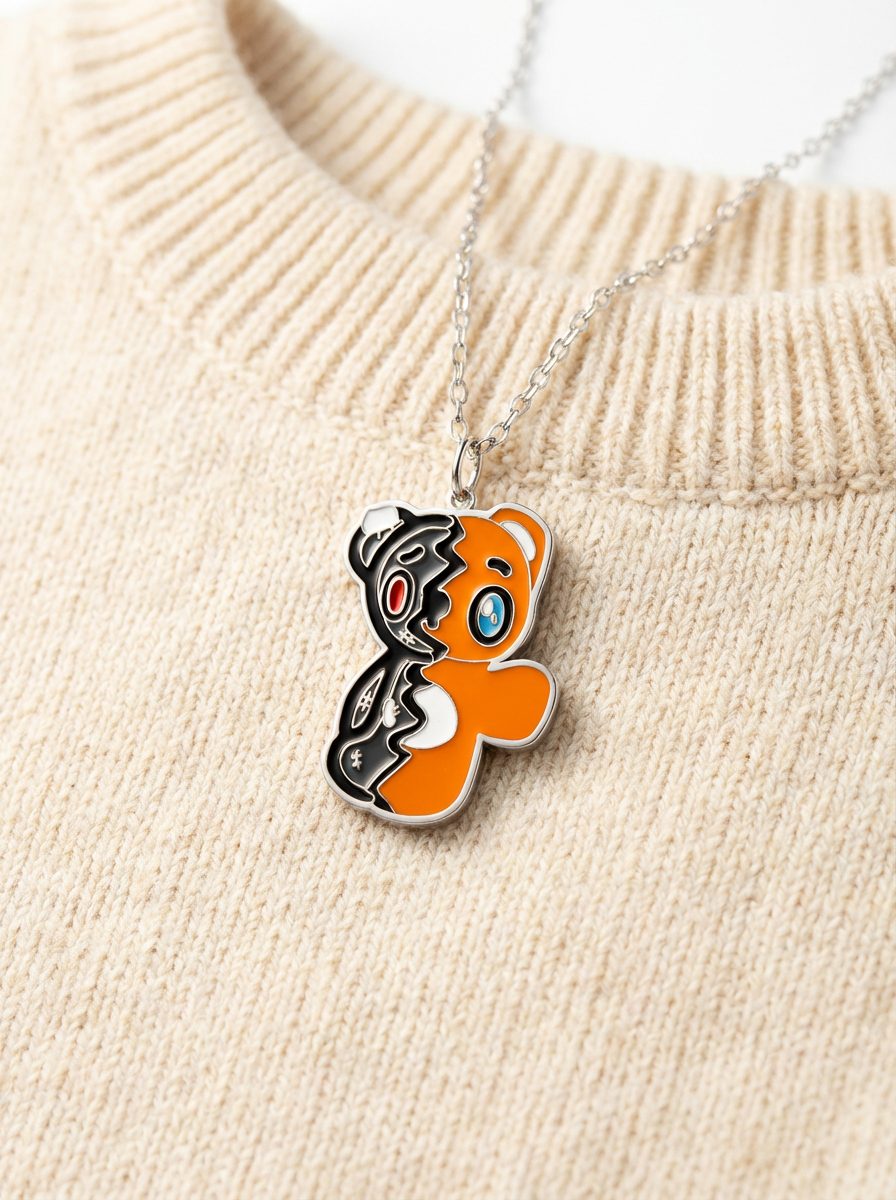 Custom Doodle Necklace Styled with Outfit