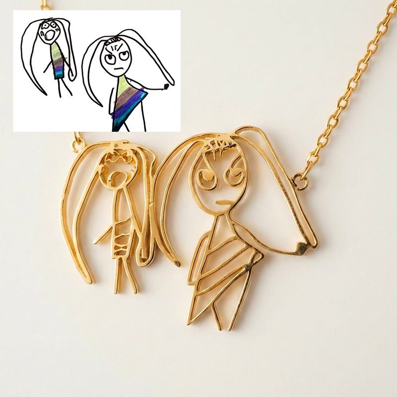 Custom Doodle Keepsake Pendant with Original Child Artwork