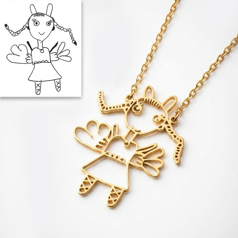 Classic Cut-out Polished Silver Custom Keepsake Necklace